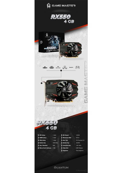 RX550 Gddr5 4gb 128 Bit Ekran Kartı