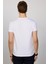 Erkek Bisiklet Yaka Slim Fit Pamuk Beyaz Baskılı Tişört 5