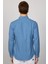 Slim Fit Uzun Kol Biyeli Yaka Düğmeli Keten Indigo Erkek Gömlek 5