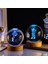 Işıklı Ahşap Kaideli Aya Çıkan Astronot Cam Küre 8cm*6cm 3