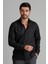 Erkek Siyah Kışlık Melanj Oduncu Casual Düğmeli Yaka Cepsiz Modern Fit Gömlek 5