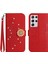 Samsung Galaxy S21 Ultra Pırlantalı Kabartmalı Ayçiçeği Kısa Askılı Manyetik Kartlıklı Cüzdan Telefon Kılıfı (Yurt Dışından) 1
