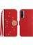 Tecno Camon 17 Pro Pırlantalı Kabartmalı Ayçiçeği Kısa Askılı Manyetik Kartlıklı Cüzdan Telefon Kılıfı (Yurt Dışından) 1