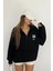 Sun Victoria Dik Yaka Fermualı Oversize 3 Iplik Içi Şardonlu Baskılı Sweatshirt 2