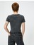 Crop Tişört Soluk Efektli Kısa Kollu Bisiklet Yaka Slim Fit Pamuklu 4