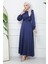 Lacivert Bağlama Detaylı Saten Abiye 1