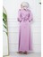 Açık Lila Omuz Piliseli Saten Abiye 4