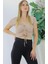 Ön Büzgülü Crop Bluz Camel - 1293.33 1