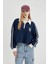 Coool Fermuarlı Polo Yaka Baskılı Crop Sweatshirt 1