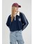 Coool Fermuarlı Polo Yaka Baskılı Crop Sweatshirt 3