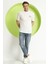 Erkek Ps Baskılı Oversize T-Shirt Ekru 1