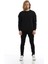 Erkek 3 İplik Pamuklu İçi Polarlı Regular Fit Basic Bisklet Yaka Siyah Sweatshirt 4