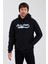 Erkek Baskılı Kapüşonlu 3 Iplik Sweatshirt Siyah 1