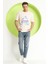 Erkek Baskılı Oversize T-Shirt Ekru 3