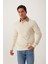 Erkek Polo Yaka 2 Iplik Sweatshirt Beyaz 1