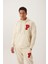 Erkek Kapüşonlu 3 Iplik Sweatshirt Ekru 1