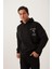 Erkek Ön Arka Age Of State Baskılı Sweatshirt Siyah 3