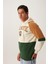 Erkek Parçalı Kapüşonlu 3 Iplik Sweatshirt Ekru 1
