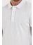 Erkek Regular Fit Polo Yaka Nakışlı T-Shirt Beyaz 2