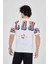 Erkek Ön ve Arka Baskılı T-Shirt - Beyaz 1