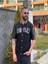 Erkek Complex Kolları Deri Kolej Oversize T-Shirt - Siyah 1