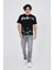 Erkek Baskılı Penye T-Shirt - Siyah 1