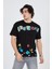 Erkek Baskılı Penye T-Shirt - Siyah 5