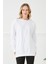 Salaş Sweatshirt Yumuşak Dokulu Düz Beyaz 5