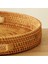 Bohem Rattan Kulplu Yuvarlak Tepsi 35X6 cm Large, Iskandinav, Modern 4