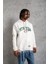Erkek Baskılı Kapüşonlu Sweatshirt - Beyaz 4