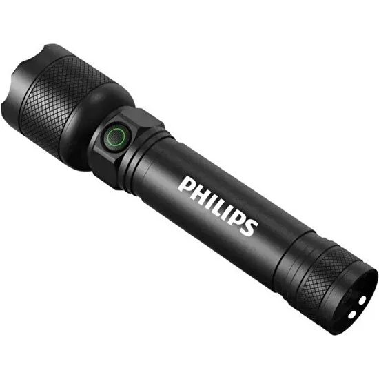 Philips SFL2188/93 450 Lümen 200 Metre Menzilli IP55 Su Geçirmez 2200MAH Type-C Şarj Edilebilir LED El Feneri Siyah