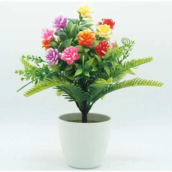 Raike Simüle Çiçek Bonsai Gül Küçük Saksı Bitkisi 59 (Renkli) (Yurt Dışından)