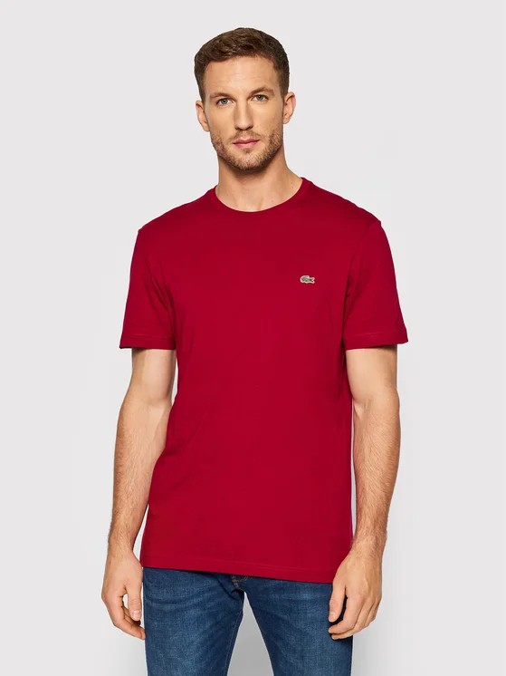 Lacoste Standart fit Bisiklet Yaka Basic Bordo T-shirt