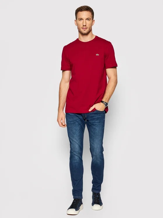 Lacoste Standart fit Bisiklet Yaka Basic Bordo T-shirt görsel 2