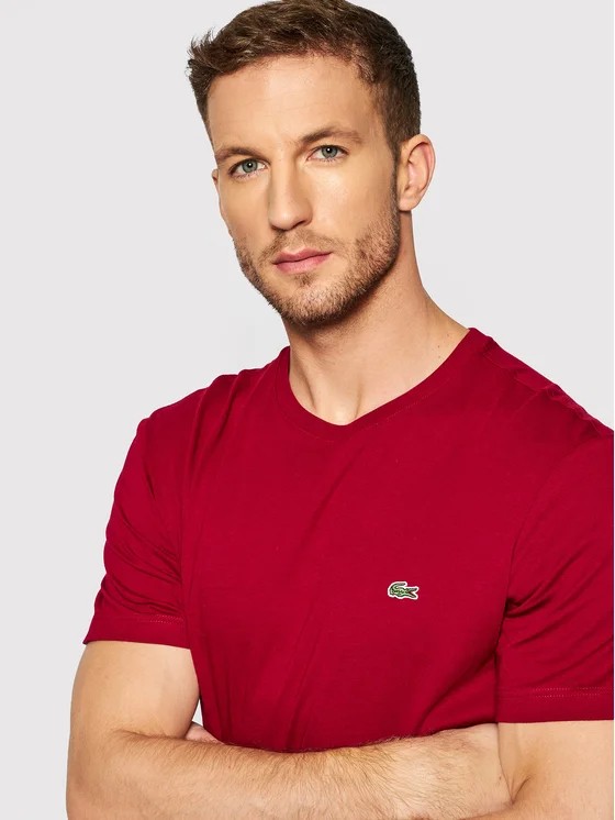 Lacoste Standart fit Bisiklet Yaka Basic Bordo T-shirt görsel 3