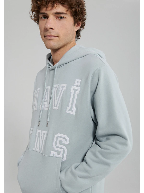 Mavi Jns Baskılı Kapüşonlu Mavi Sweatshirt 0S10087-70802