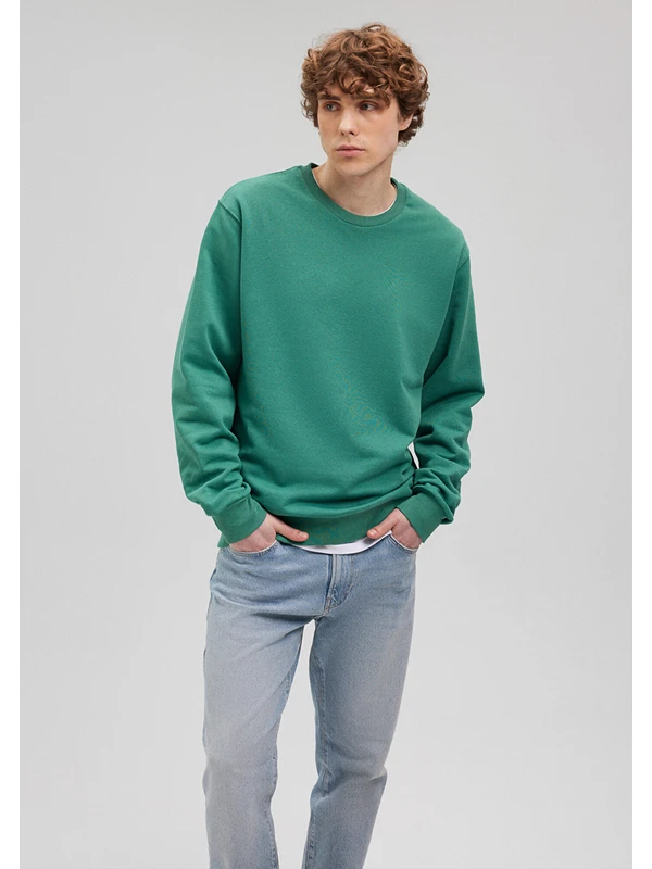 Mavi Bisiklet Yaka Yeşil Basic Sweatshirt 0S10127-71697