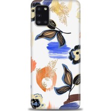 gmotp Samsung Galaxy A31 Kılıf Hd Baskılı - Mavi Yapraklar