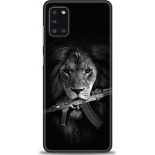 gmotp Samsung Galaxy A31 Kılıf Hd Baskılı - Tüfek ve Aslan
