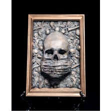 Turansoy Craft Skull Kafatası Görmedim Duymadım Bilmiyorum Dekoratif Eskiz Tablo 3'lü SET(21CM'E 15CM)