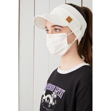 Babygiz Beyaz Çocuk Genç Maske Takılabilir Tenis Yazlık Vizyerli Spor Şapka Yumuşak Pamuklu Penye