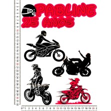 Fatih Sticker Pabline 25 Anos Kross Motor Süren Kadın 5 Parça Sticker Çıkartma