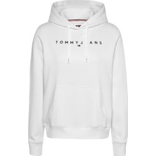 Tommy Jeans Kapüşon Yaka Düz Beyaz Kadın Sweatshırt Tjw Reg Lınear Hoodıe