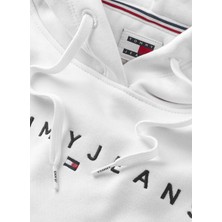 Tommy Jeans Kapüşon Yaka Düz Beyaz Kadın Sweatshırt Tjw Reg Lınear Hoodıe