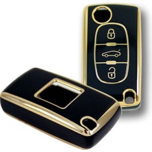 Renk Store RenkStore Peugeot 307 Citroen C8 3 Buton Sustalı Siyah Silikon Oto Anahtar Kılıfı