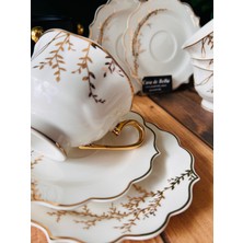 Casa De Bella Çiçek Desenli 6 Kişilik Bone China Çay Fincanı