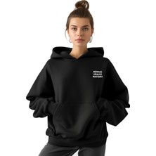 Coredra Therapist Oversize Siyah Hoodie - Kadın