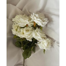 Zb Flowers  Dekor çiçeği Gerçek Gibi Görünen Yapay Çiçek Demeti Krem Gül vazo Çiçeği masa Çiçeği