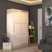 Dekorex PRT131-BEYAZ 3 Göbek Sürgü Kapaklı Portmanto