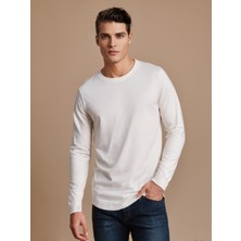 Qmari Uzun Kollu Tişört Basic Bisiklet Yaka Erkek  T-Shirt | Oval Kesim Regular Fit Lıkrali TBL5001